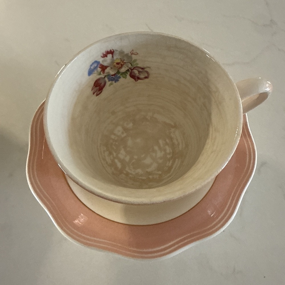 Vintage French Saxon China Co Demitasse Tea Cups & Saucers Set 2 Replacement - Picture 6 of 14